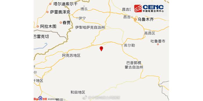 新疆阿克苏地区拜城县发生3.0级地震，震源深度10千米