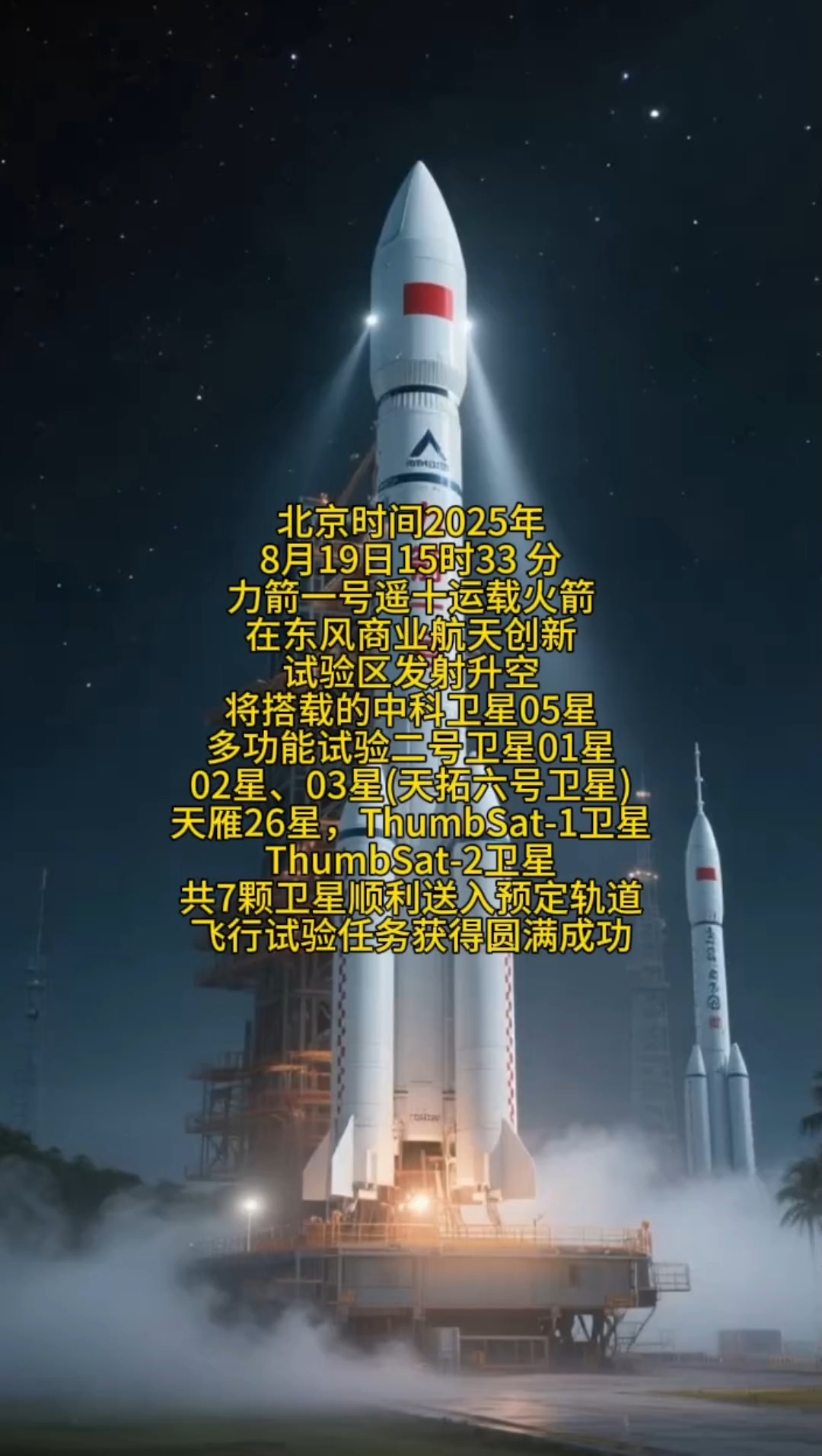 力箭一号遥八运载火箭发射成功